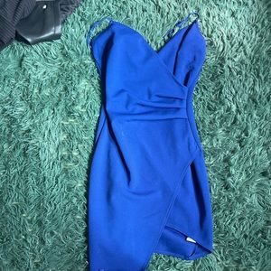 Blue asymmetrical mini dress